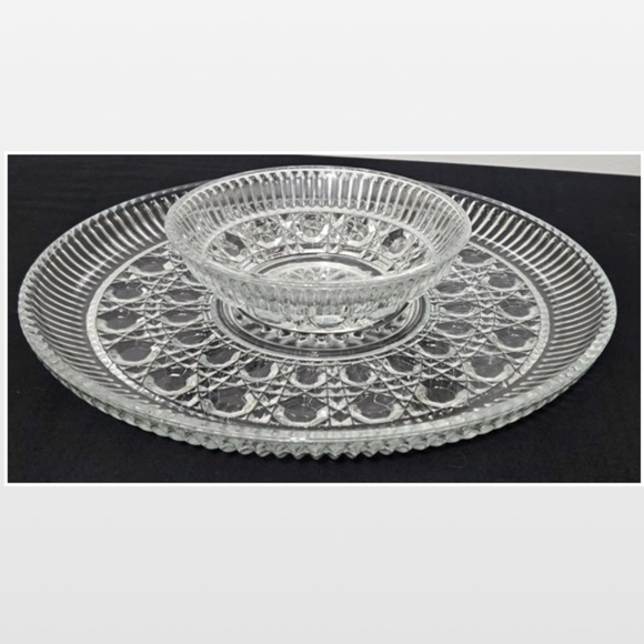 VTG Indiana Glass Presentations Crystal Chip & Dip 2 Piece Set 5451 Original Box - Picture 7 of 14